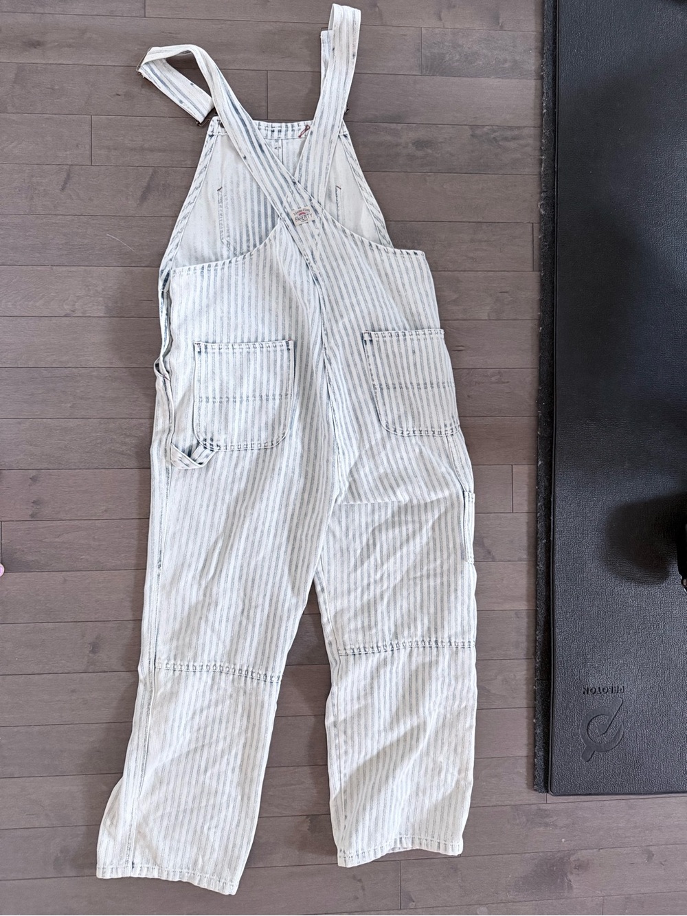 Faherty Light Blue & White Striped Denim Overalls - Picture 6 of 8